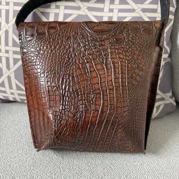 Unisex Crocodile Leather Envelope Shoulder Bag Handmade Unlined Raw Edge Craft - Picture 2 of 16